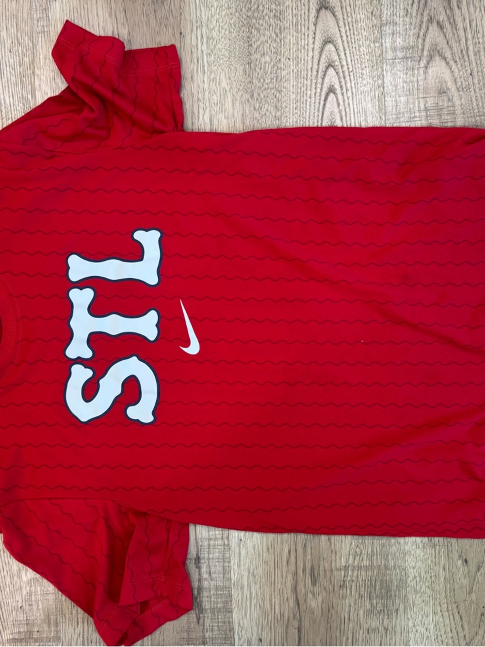 Nike Red Short Sleeve Tee with Subtle Swoosh Print